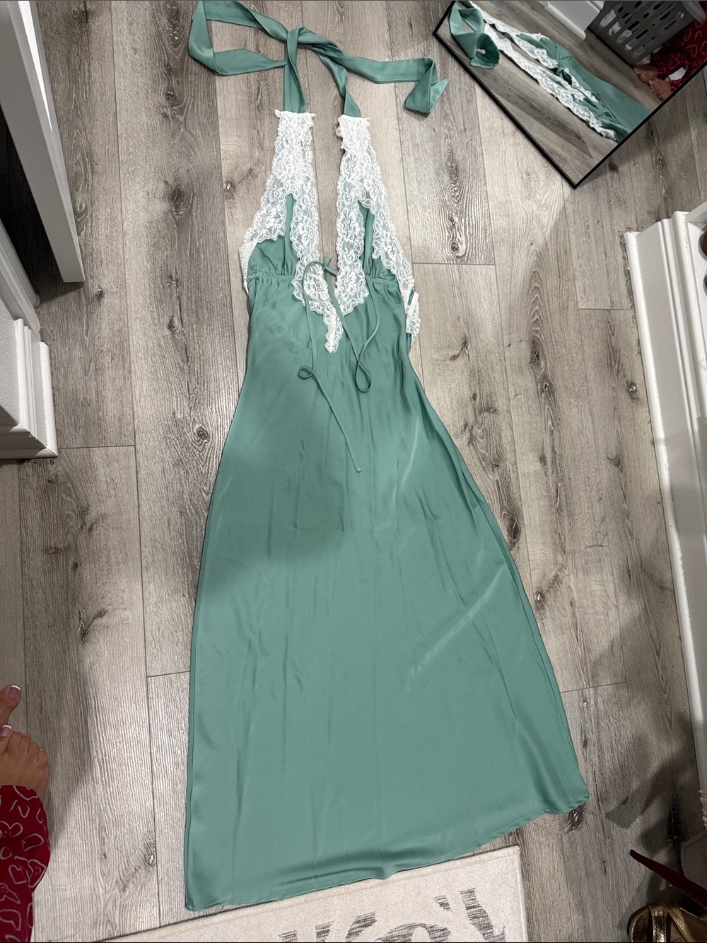 12th Tribe Fiorella Lace Satin Midi Dress